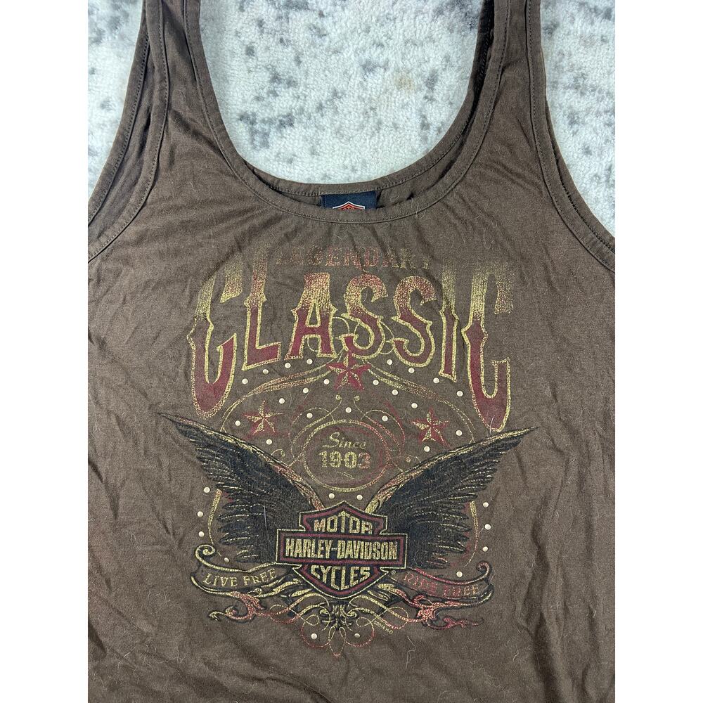 Vintage Harley Davidson Tank Top Womans XL Brown Biker Y2k - Picture 2 of 7